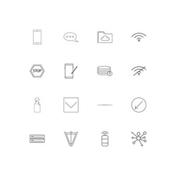 Network and database linear thin icons set vector