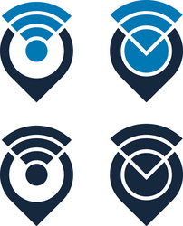 wifi icons design with map pointers isolated vector image