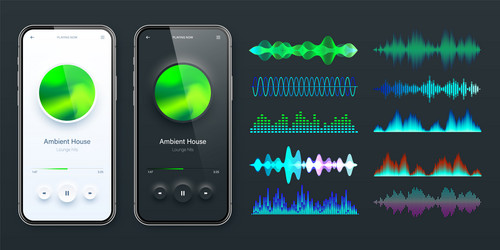 online audio player user interface smartphone app vector