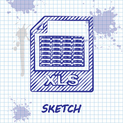 sketch line xls file document download button vector image