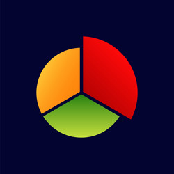 three section colorful pie chart with red vector image
