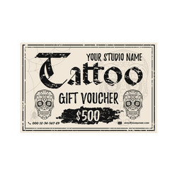 Vintage Tattoo Gift Card - Grunge Skull Vector Image