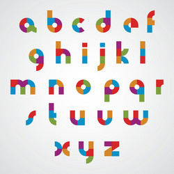 colorful sectored font with rounded lower case vector image