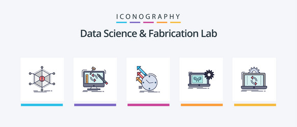 data science and fabrication lab line filled 5 vector image