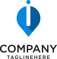 letter i with map pointer logo design concept vector image