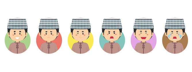 oman avatar with various expression vector