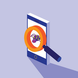 cyber security with smartphone and virus attack vector image