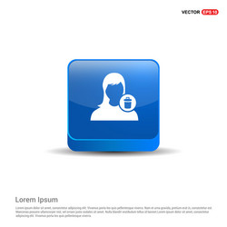 delete user icon - 3d blue button vector image