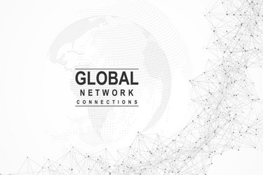 global network connection world map point vector image