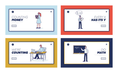 people counting set landing pages vector