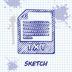 sketch line txt file document download button vector image