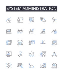 System administration line icons collection nerk vector