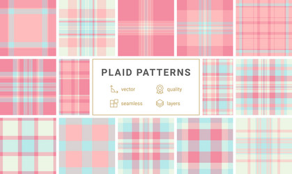 geometric plaid pattern collection in bold colors vector image