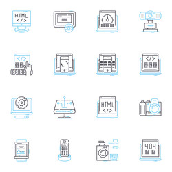 Machine learning linear icons set neural nerks vector