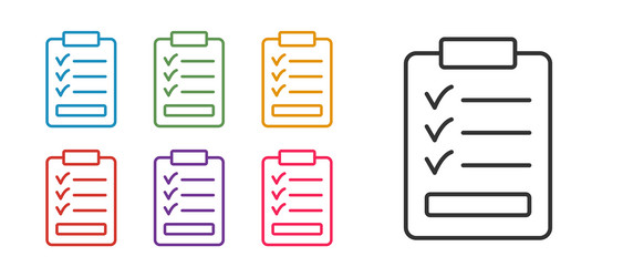 set line clipboard with checklist icon isolated vector image
