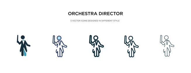 orchestra director icon in different style two vector