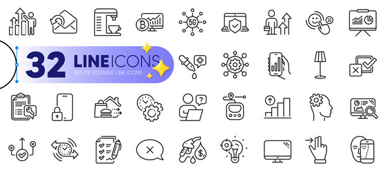 outline set of reject presentation and send mail vector image