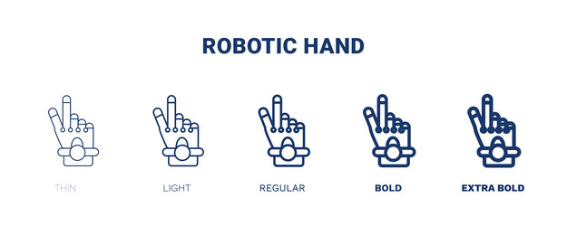 robotic hand icon thin light regular bold black vector image