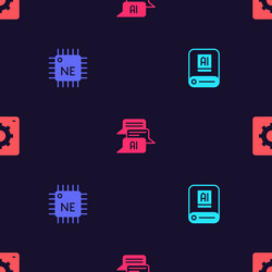 set artificial intelligence ai processor cpu chat vector image