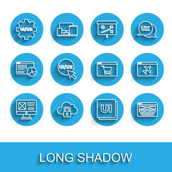 set line ui or ux design cloud computing lock vector image