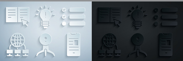 set web camera task list computer network vector image