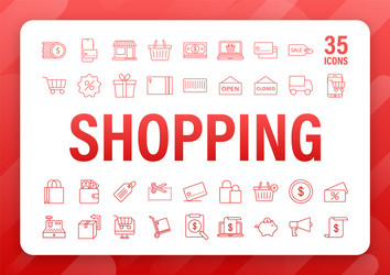 Shopping set icon for web design e commerce vector