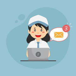 student checking email inbox vector image