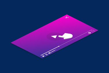 video player with pointer in isometric design vector image
