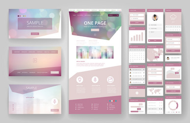website design template and interface elements vector image