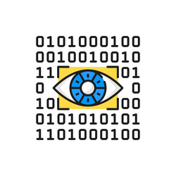cyber attack eye and binary system color line icon vector image