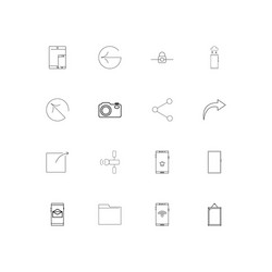 Network and database linear thin icons set vector