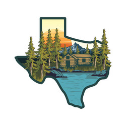 Rustic Cabin Lake Texas Logo Vector Image