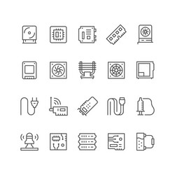 Set line icons computer components vector