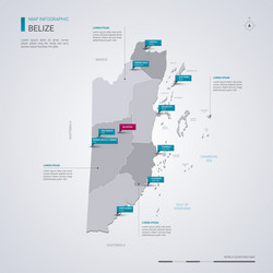 Belize map with infographic elements pointer marks vector