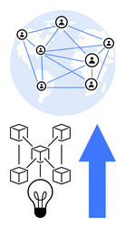 global connections blockchain integration vector image