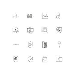 Internet security linear thin icons set outlined vector