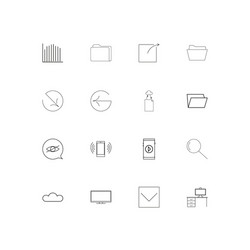 Network and database linear thin icons set vector