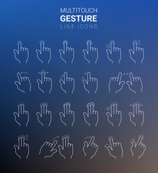 outline stroke multitouch gesture hand icons vector