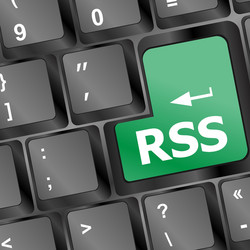 Rss button on keyboard close-up vector