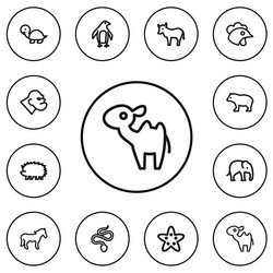 Set of 12 editable animal outline icons includes vector