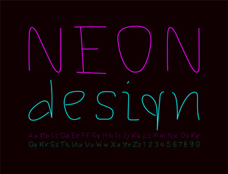 Simple neon font bright alphabet uppercase vector