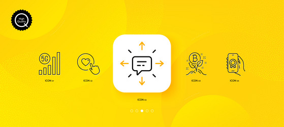 5g wifi bitcoin project and sms minimal line vector image