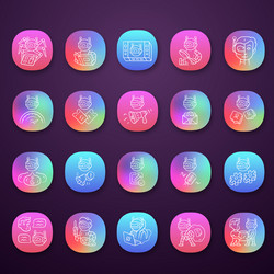 bot types app icons set crawler hacker spambot vector image