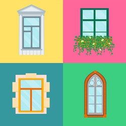 Cartoon windows set on a color background vector