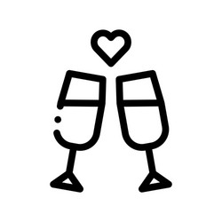 Champagne glasses wedding ceremony icon vector