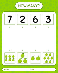 how many counting game with guava worksheet vector image