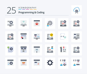 Programming and coding 25 flat color icon pack vector