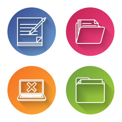 set line blank notebook and pen document folder vector image