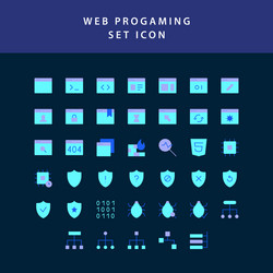 Web programing flat style design icon set vector