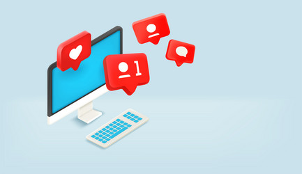 receiving notifications on modern computer 3d vector image
